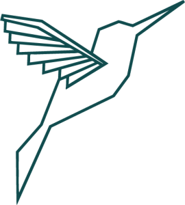 Logo colibrí minimalista en verde