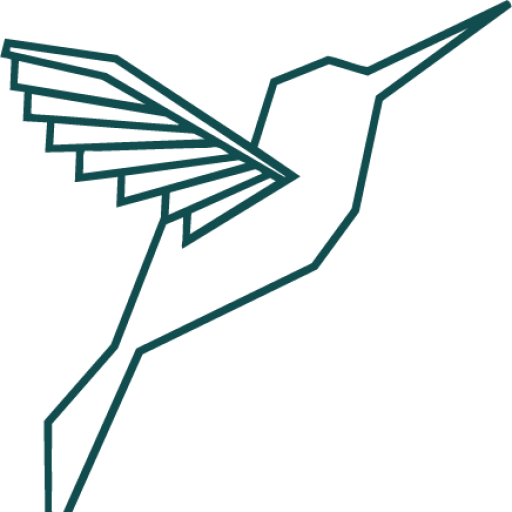 Logo colibrí minimalista en verde